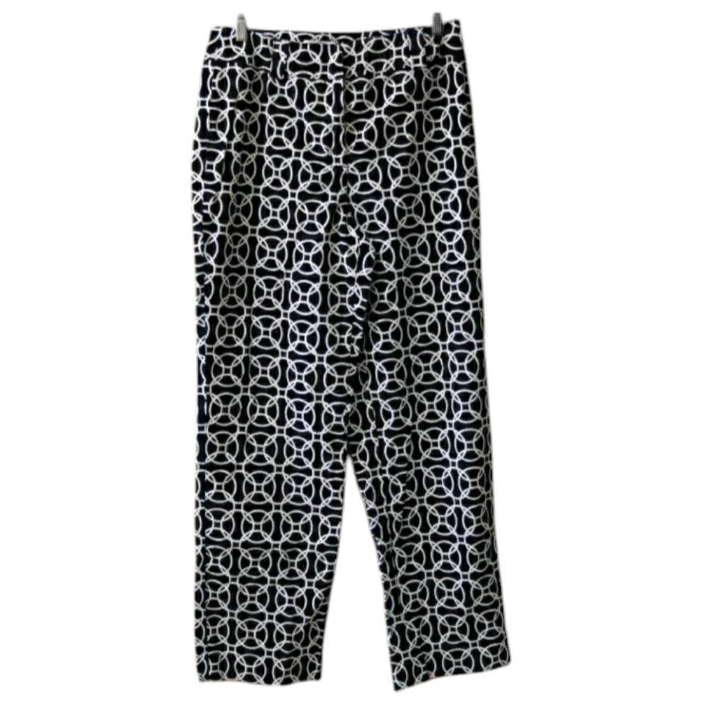 Talbots Y2K Velour Print Stretch Pants 12 Brown Textured Retro Business Casual